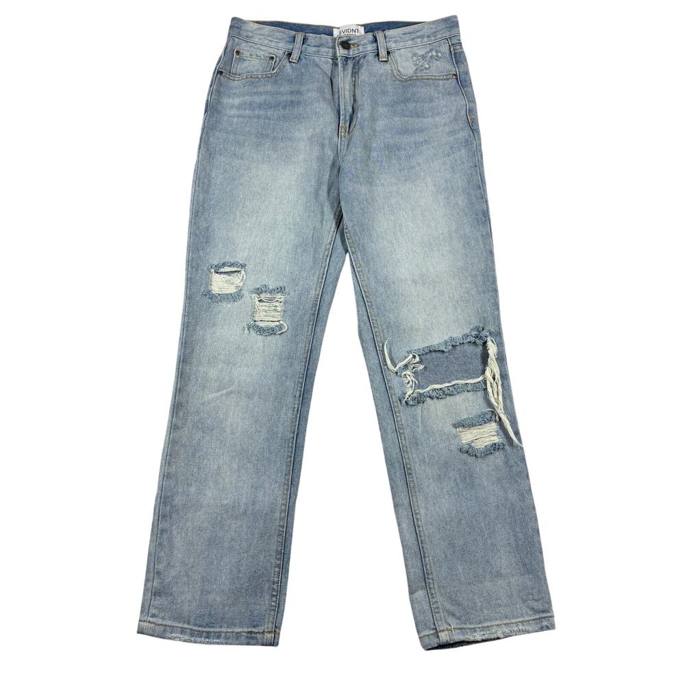 Anthropologie EVIDNT Ghent Boyfriend Jeans Womens 26 Denim Distressed Mid Rise
